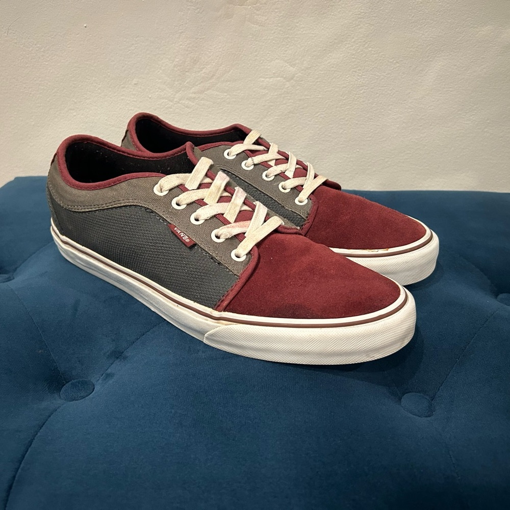 Vans Burgundy and Gray Men's Sneakers